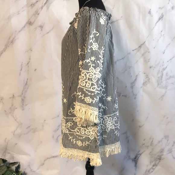 IVORY & BLACK STRIPED TUNIC DRESS - Picture 5 of 8